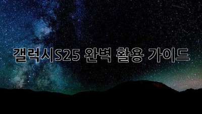 갤럭시S25 완벽 활용 가이드